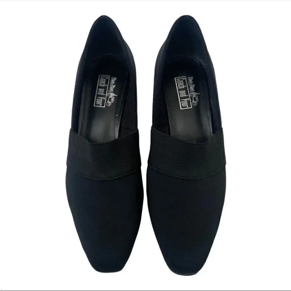 Coach and Four | Black Savory Fabric Slip On Elastic Heels In Women’s | 6.5M